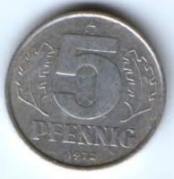 5 пфеннигов 1972 г. Германия ГДР