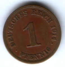 1 пфенниг 1914 г. D Германия