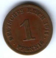 1 пфенниг 1914 г. D Германия