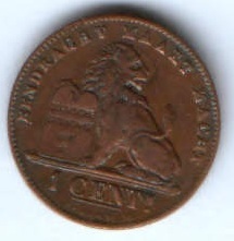 1 сантим 1907 г. Бельгия DER BELGEN