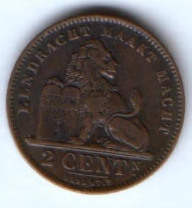 2 сантима 1911 г. Бельгия