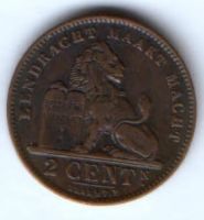 2 сантима 1911 г. Бельгия