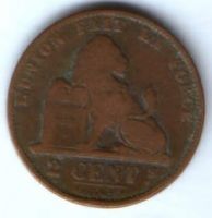 2 сантима 1874 г. Бельгия