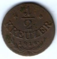 1/2 крейцера 1816 г. Австрия