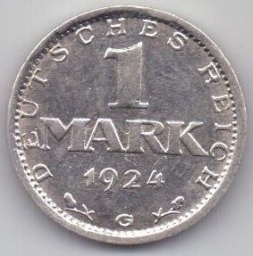 1 марка 1924 г. G. AUNC. Германия