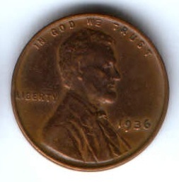1 цент 1936 г. США