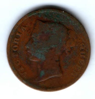1 цент 1862 г. редкий год Стрейтс Сетлментс