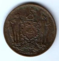1 цент 1891 г. Британское Северное Борнео
