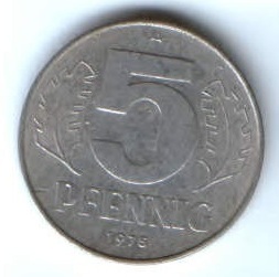 5 пфеннигов 1975 г. Германия ГДР