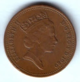 1 пенни 1989 г. Великобритания