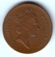 1 пенни 1989 г. Великобритания