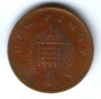 1 пенни 1974 г. Великобритания