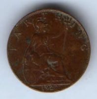 1 фартинг 1922 г. Великобритания