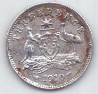 3 пенса 1910 г. редкий год. Австралия