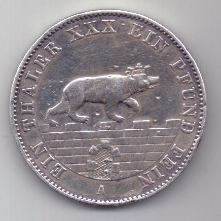1 талер 1862 г. Анхальт. Германия