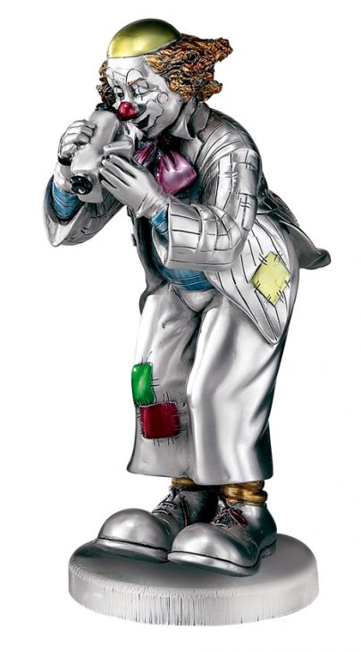 Серебряная коллекционная фигурка клоуна-фотографа (Италия)