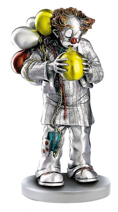 Серебряная коллекционная фигурка клоуна с воздушными шарами (Италия)