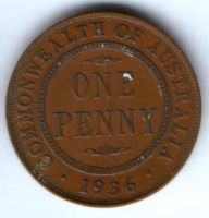1 пенни 1936 г. Австралия