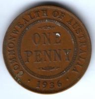 1 пенни 1936 г. Австралия