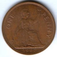 1 пенни 1967 г. Великобритания