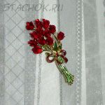 Брошь "Красные розы" под золото/эмаль
