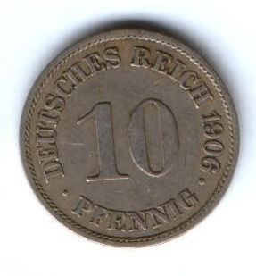 10 пфеннигов 1906 г. Германия