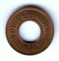 1 пайс 1943 г. Индия