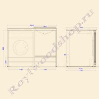Схема тумбы под полногабаритную стиральную машину (глубина 735 мм)