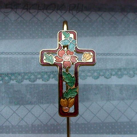 Закладка для Библии под золото/клуазоне/красная