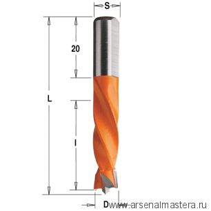 Сверло присадочное глухое D 8 l 30 L 55,5 S 8 вр. RH CMT 306.080.11