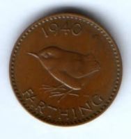 1 фартинг 1940 г. Великобритания