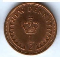 1/2 пенни 1971 г. AUNC Великобритания