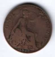 1 пенни 1912 г. Н Великобритания