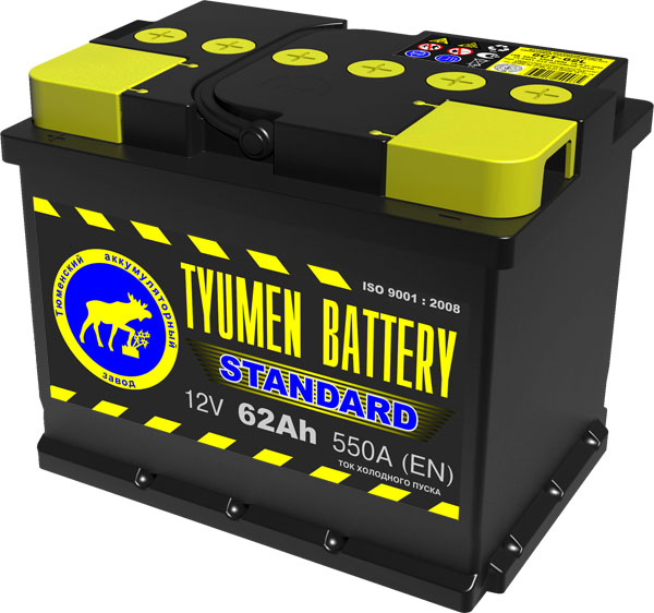 Автомобильный аккумулятор АКБ Тюмень (TYUMEN BATTERY) STANDARD 6CT-62L 62Aч О.П.