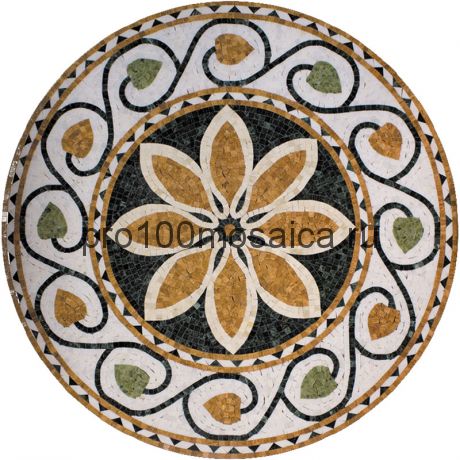 PH-17 мрамор.  Панно. Мозаичный розон  d1000*10 мм (NATURAL)