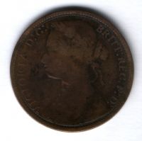 1 пенни 1874 г. редкий год Великобритания