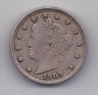 5 центов 1909 г. XF. США