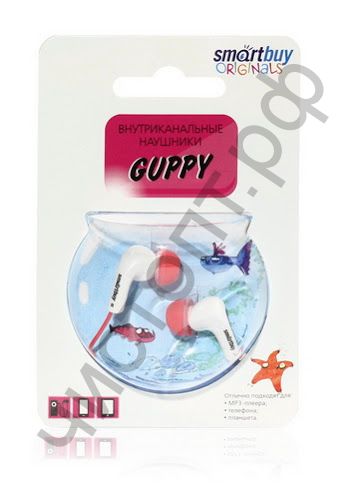 Наушники SmartBuy Guppy розовые SBE-420 Вакум  частот: 20-20000 Гц. Сопр: 32 Ом. Раз: 3.5 mm. провод: 1.2 м