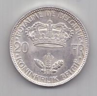 20 франков 1935 г. UNC. Бельгия