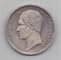 5 франков 1850 г. AUNC. Бельгия