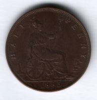 1/2 пенни 1885 г. XF+ Великобритания