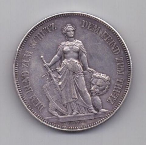 5 франков 1885 г. AUNC.  Швейцария