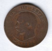10 сантимов 1854 г. D Франция