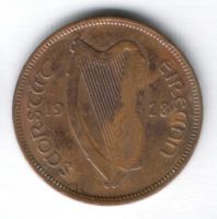 1/2 пенни 1928 г. Ирландия