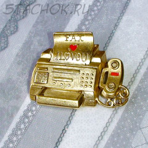 Брошь "Факс" под античное золото/эмаль