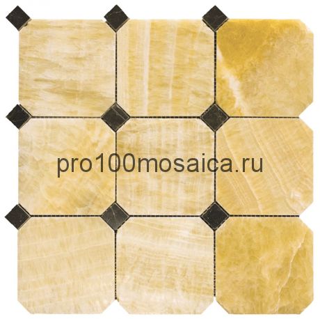 M073+M076-BP10 Мозаика Оникс+Мрамор 100*100+20*20 OCTAGON 305*305*10 мм (NATURAL)