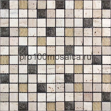 BDA-2333 (BDA-03) Мозаика Стекло+Травертин+Агломерат 23*23  INKA 298*298*8 мм (NATURAL)