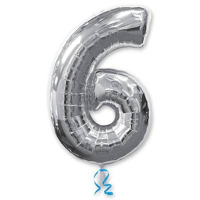 Шар фигура цифра 6 (Silver)