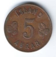 5 аурар 1946 г. Исландия