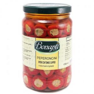 Перец фаршированный тунцом и каперсами в масле Bonapti De Rosa Peperoncini Ripieni con tonno e Capperi (Италия)